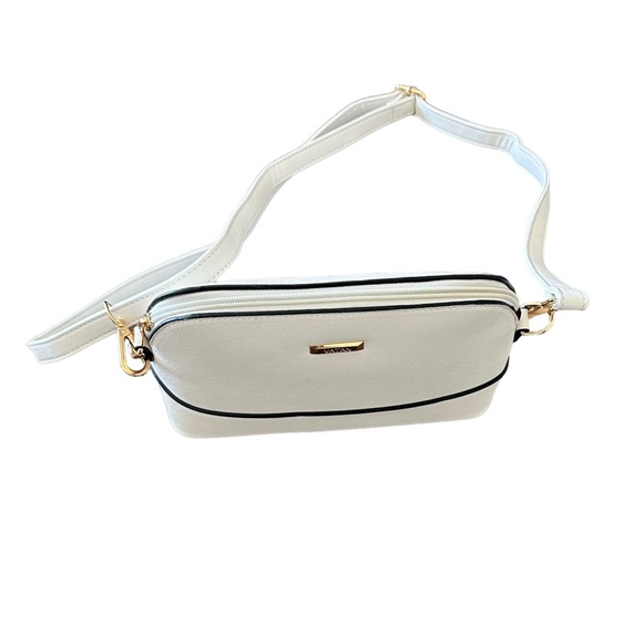 Vatab Ivory Off White Purse Shoulder Cross Body Clasp Leather Women’s - Picture 5 of 6